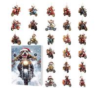 2025 Christmas Dog Lover Advent | 2D Acrylic Decor 24 Days Countdown Calendar - Dog Riding Motorcycle Ornament,for Family Vacation Home Tree Wall Door Window Party Favors Holiday