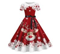 2025 Christmas Dress for Women High Waist Tunic Dress Midi Dresses School Skirt 1950s Retro Short Sleeve Spaghetti Strap Evening Party Prom Cocktail Maxi Dresses