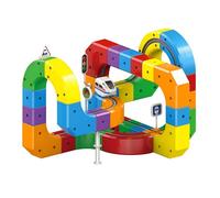 2025 Christmas Electric Train Set,Magnetic Railway Cube Magic Rail Track, Creative Learning Play Set with Tracks Engines and Bridges, Perfect for Boys (Multi Color, 81 PCS)