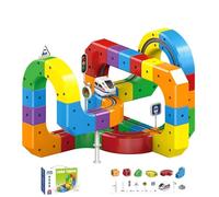 2025 Christmas Electric Train Set,Magnetic Railway Cube Magic Rail Track, Creative Learning Play Set with Tracks Engines and Bridges, Perfect for Boys (Multi Color, 51 PCS)