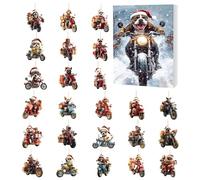 2025 Christmas for Dogs, Countdown Calendar 24 Days Acrylic Decorations 2D | Ornament Dog Riding the Motorcycle, for Home Tree Wall Favors