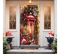 2025 Christmas Front Door Decoration, Christmas Elastic Fabric Door Covers, Christmas Stretch Door Cover, Christmas Fitted Sheet Door Cover (O, 90x200cm)