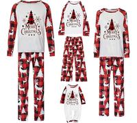 2025 Christmas Matching Sets for Family Long Sleeve Shirts & Pj Pants Printed Holiday Xmas Two Piece Loungewear Pjs Jammies for Your Families Holiday Character Outfit Santa Costume (A1-Red,3 Years)