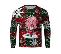 2025 Christmas Men's Round Neck T-Shirt Long Sleeve Funny Printed Loose Casual Pullover Chic and Elegant Vintage Versatile Trendy Top Soft Comfortable Autumn Winter Christmas Top