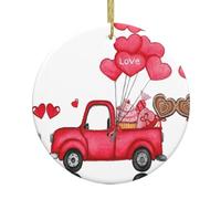 2025 Christmas Ornament Romantic Truck Heart Balloon Catmas Ceramic Ornament,Ceramic Pendant For Home Decor