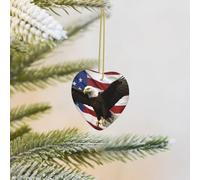 2025 Christmas Tree Decoration Hanging Heart Ornament American Flag Fly Eagle Ceramic Ornaments Christmas Tree Decorations Round Pendants for Xmas Tree Winter New Year Party Supplies