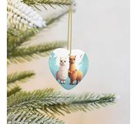 2025 Christmas Tree Decoration Hanging Heart Ornament Llama Alpaca Ceramic Ornaments Christmas Tree Decorations Round Pendants for Xmas Tree Winter New Year Party Supplies