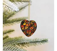 2025 Christmas Tree Decoration Hanging Heart Ornament Monarch Butterflies Ceramic Ornaments Christmas Tree Decorations Round Pendants for Xmas Tree Winter New Year Party Supplies