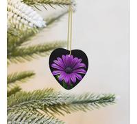 2025 Christmas Tree Decoration Hanging Heart Ornament Purple Daisy Ceramic Ornaments Christmas Tree Decorations Round Pendants for Xmas Tree Winter New Year Party Supplies