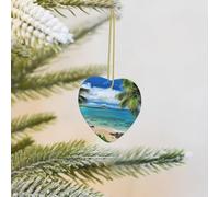 2025 Christmas Tree Decoration Hanging Heart Ornament Tropical Palm Tree Hawaii Beach Ceramic Ornaments Christmas Tree Decorations Round Pendants for Xmas Tree Winter New Year Party Supplies