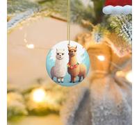 2025 Christmas Tree Decoration Hanging Round Ornament Llama Alpaca Ceramic Ornaments Christmas Tree Decorations Round Pendants for Xmas Tree Winter New Year Party Supplies
