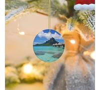 2025 Christmas Tree Decoration Hanging Round Ornament Tahiti Beach Ceramic Ornaments Christmas Tree Decorations Round Pendants for Xmas Tree Winter New Year Party Supplies