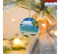 2025 Christmas Tree Decoration Hanging Round Ornament Tropical Palm Tree Hawaii Beach Ceramic Ornaments Christmas Tree Decorations Round Pendants for Xmas Tree Winter New Year Party Supplies