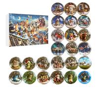 2025 Christmas with Animal Ornaments, 2D Acrylic Decorations for 24 Days - Animal Countdown Ornament for Christmas Tree, for Adults, Holidays, Parties
