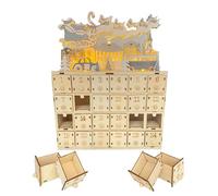 2025 Christmas Wooden Advent Calendar, 24 Day Christma s Countdown Calendar, with 24 Drawers & LED Light, Reusable Fill Your Own Advent Calendar, Kids Adults Christmas Holiday Party Decoration