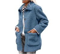 2025 Coats for Women UK Sale, Warm Sherpa Coat Soft Teddy Bear Fleece Jacket Ladies Double Fuzzy Fluffy Coat Solid Color Jumper Jacket Warm Cardigan Button Down Sweater Top Outwear with Pockets