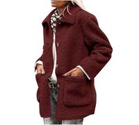 2025 Coats for Women UK Sale, Warm Sherpa Coat Soft Teddy Bear Fleece Jacket Ladies Double Fuzzy Fluffy Coat Solid Color Jumper Jacket Warm Cardigan Button Down Sweater Top Outwear with Pockets