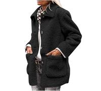 2025 Coats for Women UK Sale, Warm Sherpa Coat Soft Teddy Bear Fleece Jacket Ladies Double Fuzzy Fluffy Coat Solid Color Jumper Jacket Warm Cardigan Button Down Sweater Top Outwear with Pockets