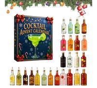 2025 Cocktail Advent Calendar, Alcohol Advent Calendar 2025, 24 Days Christmas Countdown Calendar With 24 Miniature Cocktail, 2D Acrylic Christmas Tree Hanging Ornament, for Man Dad Women Wine lovers