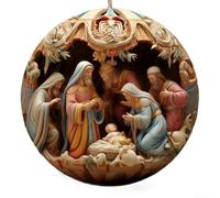 2025 Collectible Acrylic Christmas Ornament with Stained Glass Effect, Elegant Multicoloured Holiday Tree Decoration for Nativity Theme, Festive(E and E)