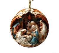 2025 Collectible Acrylic Christmas Ornament with Stained Glass Effect, Elegant Multicoloured Holiday Tree Decoration for Nativity Theme, Festive(B and B)