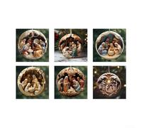 2025 Collectible,Christmas Ornament: Acrylic Stained Glass Religious Decoration for Holiday Tree, Nativity Scene Pendant Featuring Jesus Birth plan(B and B)