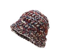 2025 Colorful Crochet Bucket Hat Handmade Chunky Knitted Beanie Hat Foldable Floppy Fisherman Hats Warm Skull Cap(Claret) (Claret One Size)