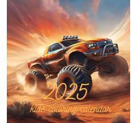 2025 Coloring Calendar Kids| Vehicle |: Coloring Book and Planner for Kids | 12 Month 8,5 x 8,5 | Best Gift for Boys|