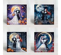 2025 Colourful Nightmare Before Christmas Personalised Card - Congratulatons, Engagement, Wedding, Anniversary - Gothic Greeting Card for Alternative Couples
