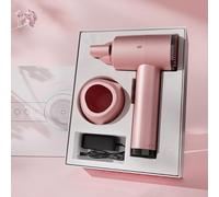 2025 Cordless Hair Dryer for Women, Rechargeable Portable Hair Dryer, Thermostatic Control Protects Hair, Blow Dryer with 6 Adjustable Gears & Haircare Nozzle & Base & Fast Charger,Pink