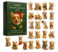 2025 Corgis Advents Calendars With 24 Acrylic Corgis Pendants For Christmas Countdown Suitable For Car Rearview Mirrors Walls Window Christmas Trees And Doors