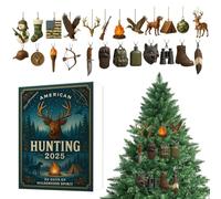 2025 Countdown Calendar - 2D Advent Pendants 2025 24 Days - Decorative Christmas Hunting Charm Countdown | Holiday Birthday Party Adults Shelf Desk A