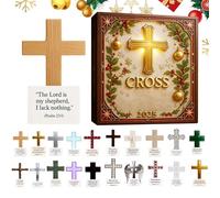 2025 Cross Advent - Flat Acrylic Christian Christmas Charm Decoration - 20 Day Religious Pendant Countdown Calendar, Backpack Car Wreath Mantle Wall Window Tree Holiday Holidays