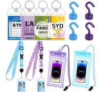[2025 Cruise Accessory Set - 14 Pieces] 2 Lanyards with ID Cover + 4 Vertical Card Holders + 4 Luggage Tags + 4 Magnetic Hooks | Must-Have Set for AIDA, TUI, MSC & My Ship Cruises