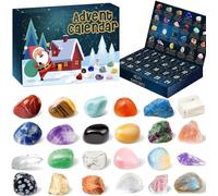 2025 Crystal Advent Calendar - 24-Day Natural Gemstone & Fossil Collection, Christmas Countdown Calendar for Rock Enthusiasts (Kids/Adults Mineral Gift Set)