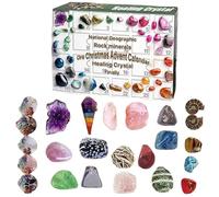 2025 Crystal Advent Calendar with 24 Grids Stone Minerals Fossils, Rock Collection Christmas Countdown for Enthusiasts