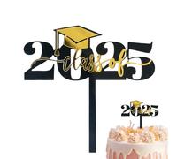 2025 Cupcake Decorations - Toppers for Graduation Cupcakes - Black and Gold Happy Celebrations Home Classroom School University Nursery Photo Box Accessories