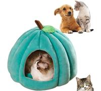 2025 Cute Pumpkin Cat Cave, Thickened Warm Semi-Closed Pet Nest, Removable and Washable Mat, Puppy House for Small Dogs and Cats (Blue S)