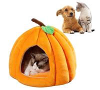 2025 Cute Pumpkin Shape Cat Cave, Thickened warm semi-enclosed pet nest, Removable and washable mat, Puppy House for Small Dogs and Cats (Orange, M)