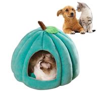 2025 Cute Pumpkin Shape Cat Cave, Thickened warm semi-enclosed pet nest, Removable and washable mat, Puppy House for Small Dogs and Cats (Blue, M)