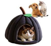 2025 Cute Pumpkin Shape Cat Cave, Thickened warm semi-enclosed pet nest, Removable and washable mat, Puppy House for Small Dogs and Cats (Dark Gray, S)