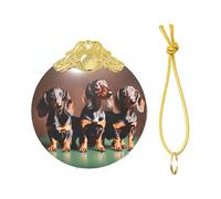 2025 Dachshund Weiner Dog Print Christmas Metal Buckle Glass Round Pendant Ornaments,Xmas Tree Decoration
