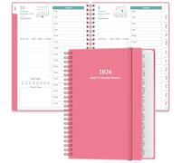 2025 Daily & Monthly Planner, One Page Per Day, January 2025 to December 2025, Planner 2025 with Flexible Cover, 12 Tabs, Inner Pocket, 6.4" x 8.5", Pink