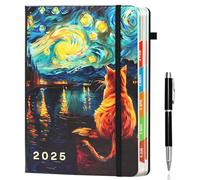 2025 Daily Planner A5 Week to View Colorful Weekly,Appointment Book with Pen,Business for Home Office School,Make Lists & Take Notes (Cat's back)