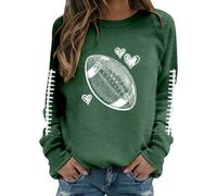 2025 Day Football Sweatshirt Women Cute Graphic Funny Sunday Casual Long Sleeve Crewneck Pullover Top Ladies Athletic Shirts (Green, XXL)