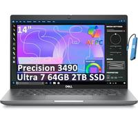2025 Dell Precision 3490 Mobile Workstation AI PC Laptop (14" FHD, Intel 16-Core Ultra 7 155H (> i9-12900H), 64GB DDR5, 2TB SSD) Business, Engineer, IST HUB, Thunderbolt 4, 1080p Webcam, Win 11 Pro