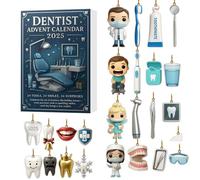 2025 Dentist Advent Calendar, Unique 24 Days Dental Themed Ornaments Set,Christmas with Cute Dentist & Tooth Ornaments, Children & Dental Enthusiasts, Christmas (A)
