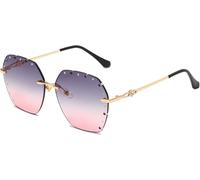 2025 designer Fashion Metal Ladies Sunglasses with Diamonds Outdoor Vacation Decorative Sunglassess (Color : B, Size : Medium)