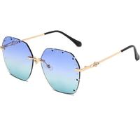 2025 designer Fashion Metal Ladies Sunglasses with Diamonds Outdoor Vacation Decorative Sunglassess (Color : A, Size : Medium)