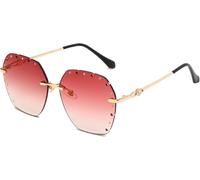 2025 designer Fashion Metal Ladies Sunglasses with Diamonds Outdoor Vacation Decorative Sunglassess (Color : G, Size : Medium)